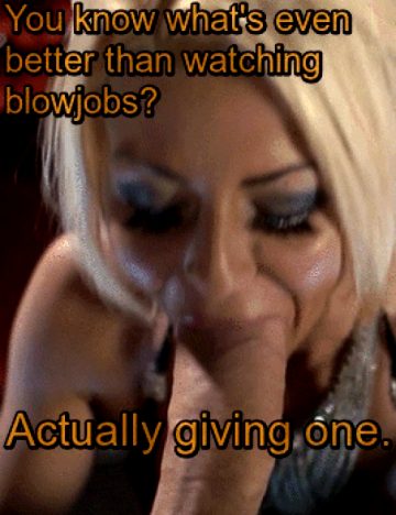 Blonde Blowjob Giving Sissy Caption