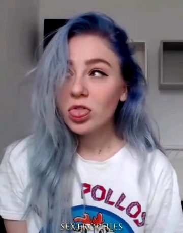 Blue Haired Girl, Flirting And Facefucked