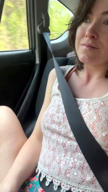 Sneakily Flashing My Pussy While Family Is In The Car [gif]